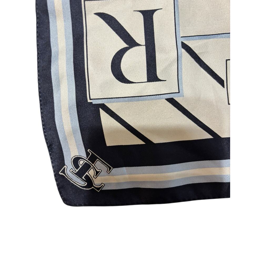 Escada Sport Silk Blue And White Novelty Square Scarf 17x17 - Picture 3 of 3
